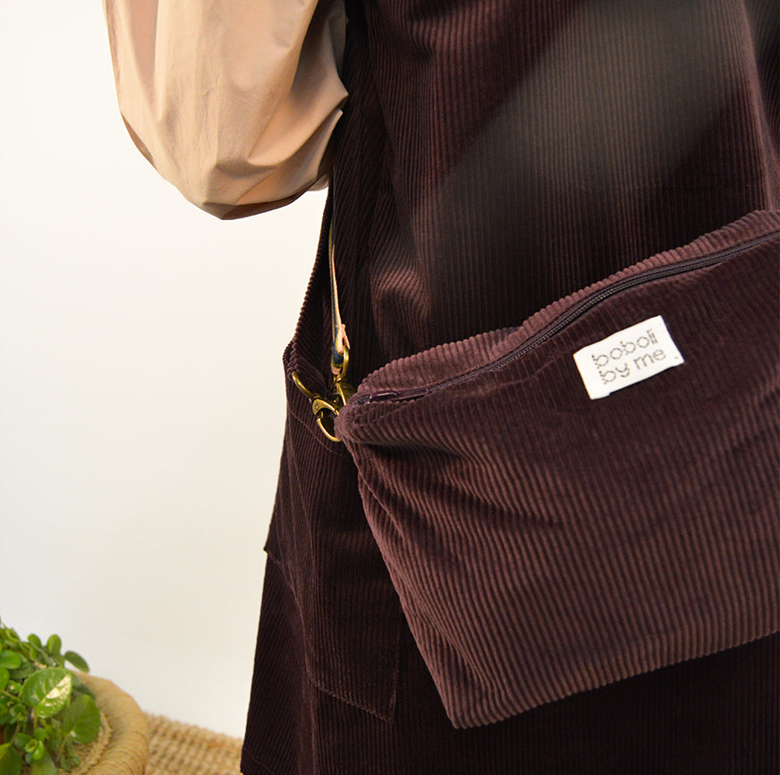 KIT DA CUCITO BORSA ANNIE IN VELLUTO A COSTE MELANZANA