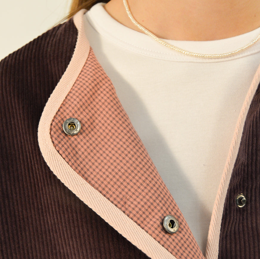 KIT CUCITO GIACCA JUNO IN VELLUTO A COSTE MELANZANA