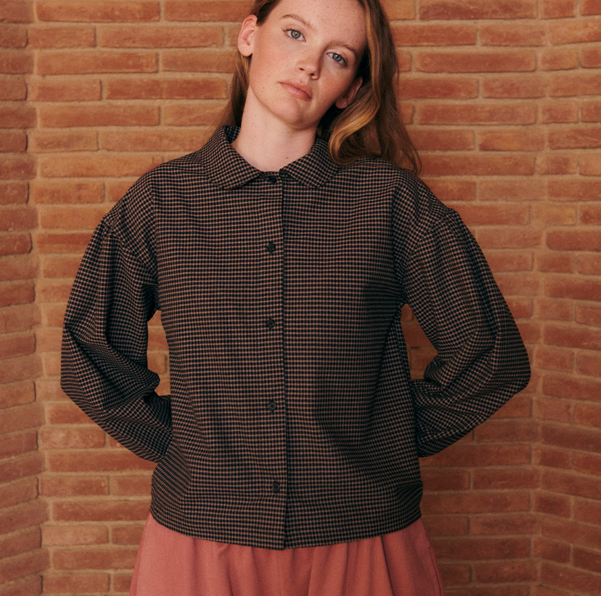 SEWING KIT BLOUSE TOVE BLACK MICRO CHECKERED BLOUSE
