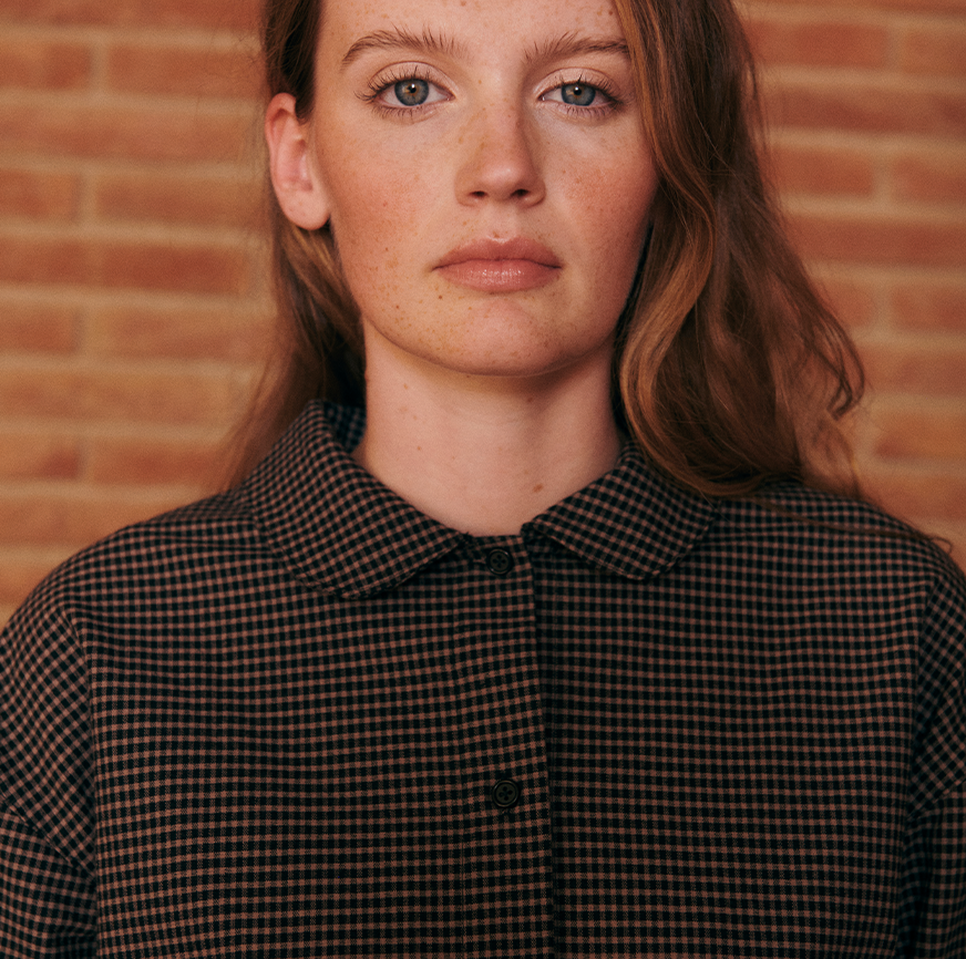 SEWING KIT BLOUSE TOVE BLACK MICRO CHECKERED BLOUSE