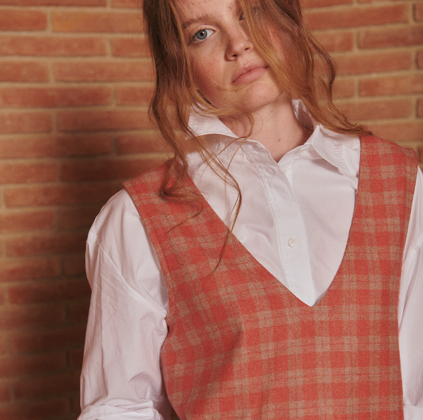 SEWING KIT PINAFORE MAIA ORANGE CHECKS