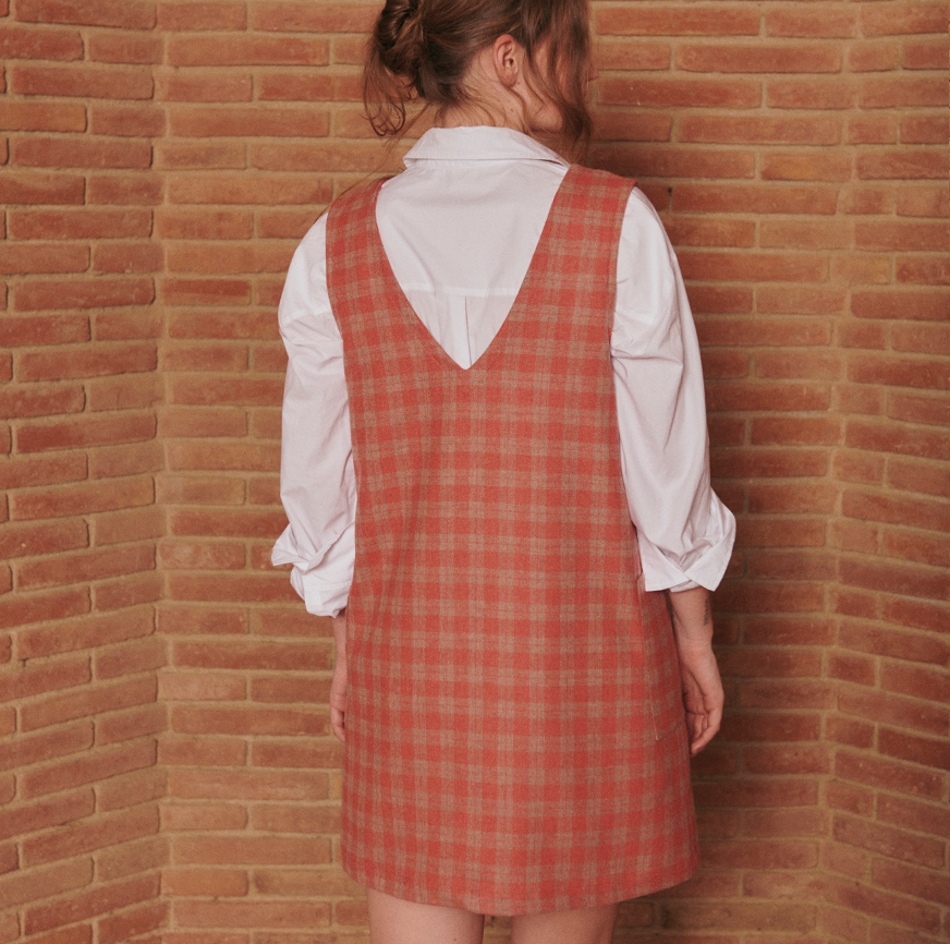 SEWING KIT PINAFORE MAIA ORANGE CHECKS