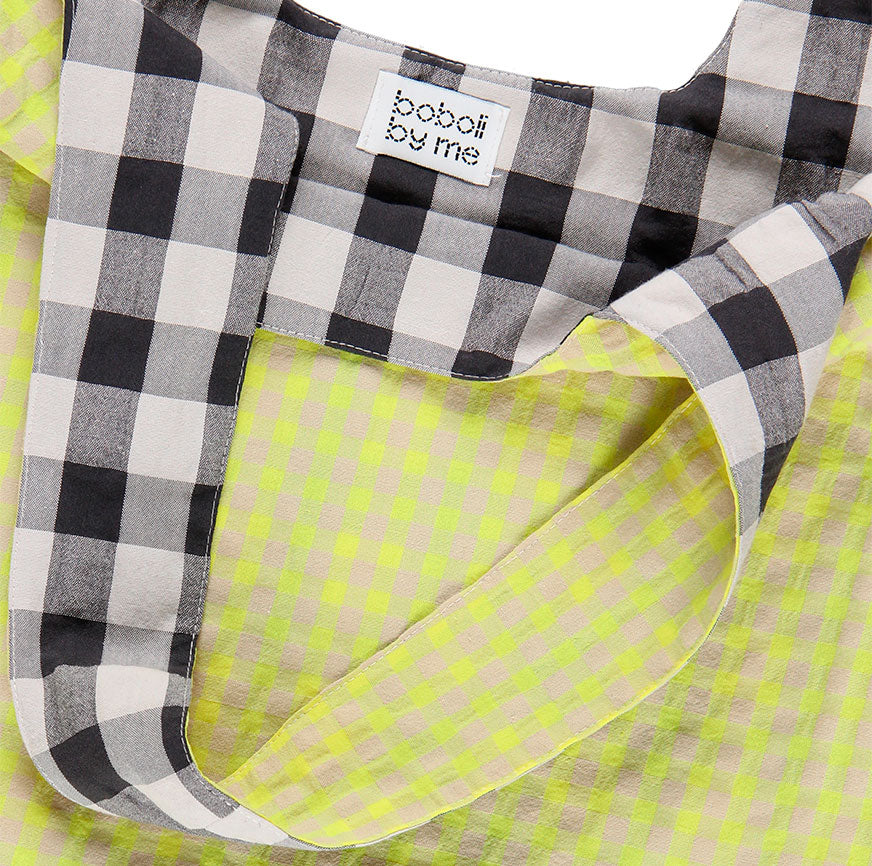 SEWING KIT ALICIA BAG BLACK AND FLUORESCENT CHECKERED