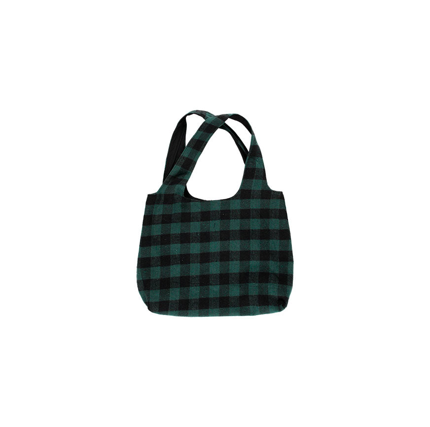 SEWING KIT ALICIA BAG GREEN AND BLACK CHECKERED