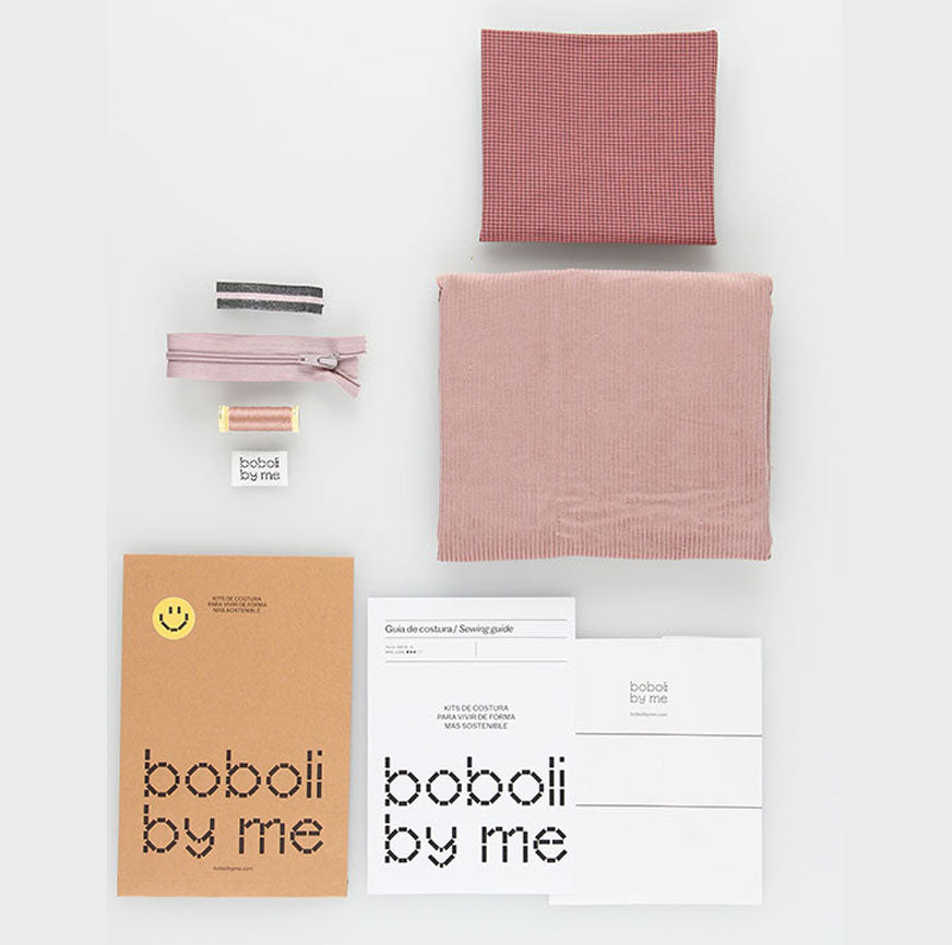KIT DA CUCITO ANNIE BORSA IN VELLUTO A COSTE ROSA PALLIDO