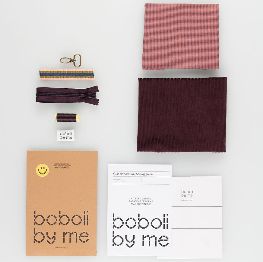 KIT DE COUTURE SAC ANNIE VELOURS CÔTELÉ AUBERGINE