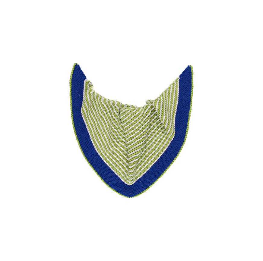 KIT PARA TEJER PAÑOLETA AURA AZUL KLEIN LISTADA EN VERDE Y GRIS