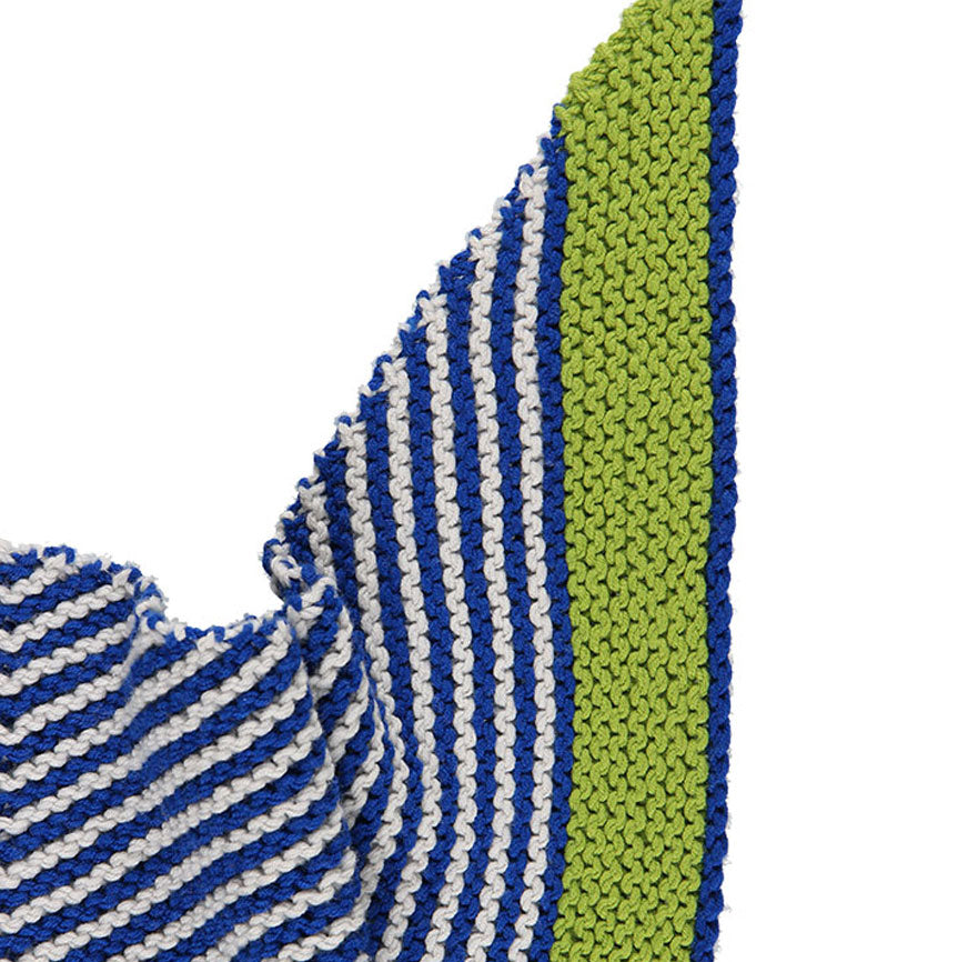 KIT PARA TEJER PAÑOLETA AURA VERDE LISTADA EN AZUL KLEIN Y GRIS