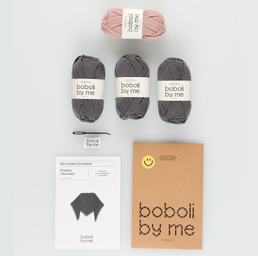 KIT PARA CROCHET PAÑOLETA AVA GRIS