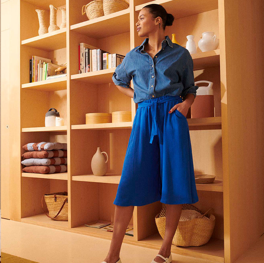 KIT DA CUCIRE PER PANTALONI LINA BLU