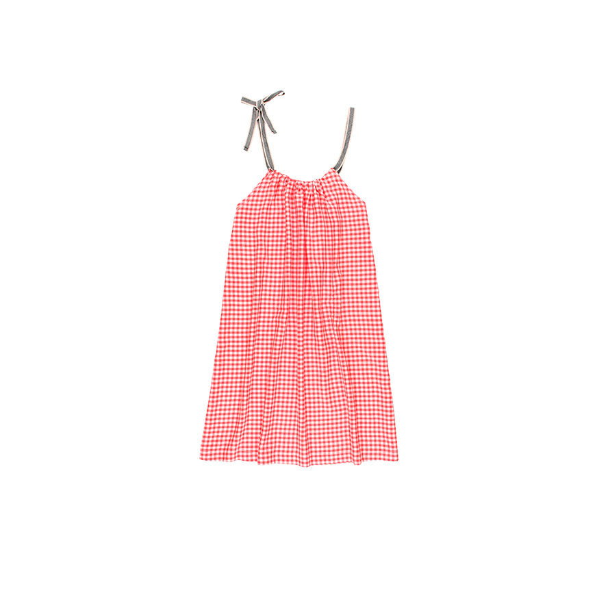 KIT CUCITO VESTITO COCO VICHY ROSSO E BIANCO