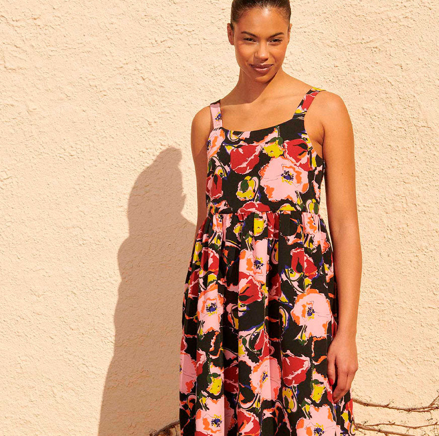 SEWING KIT MIDI STRAP DRESS ELSA FLOWERS