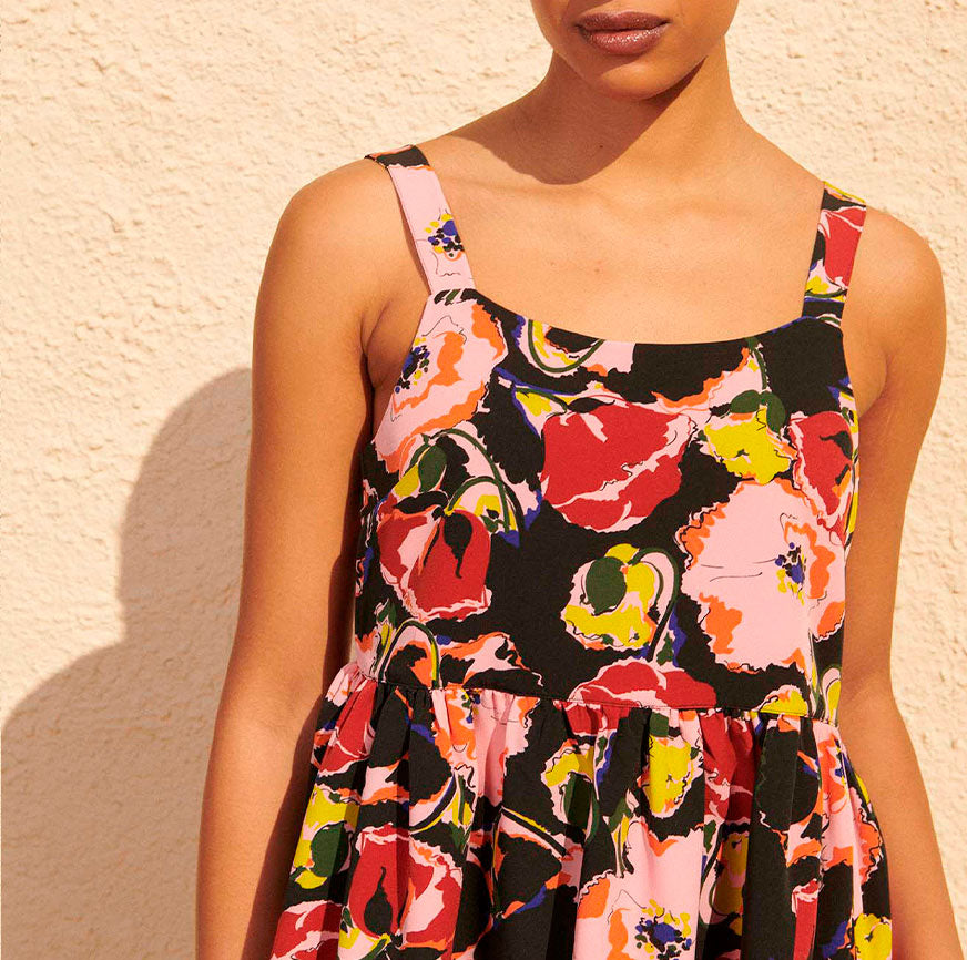 SEWING KIT MIDI STRAP DRESS ELSA FLOWERS