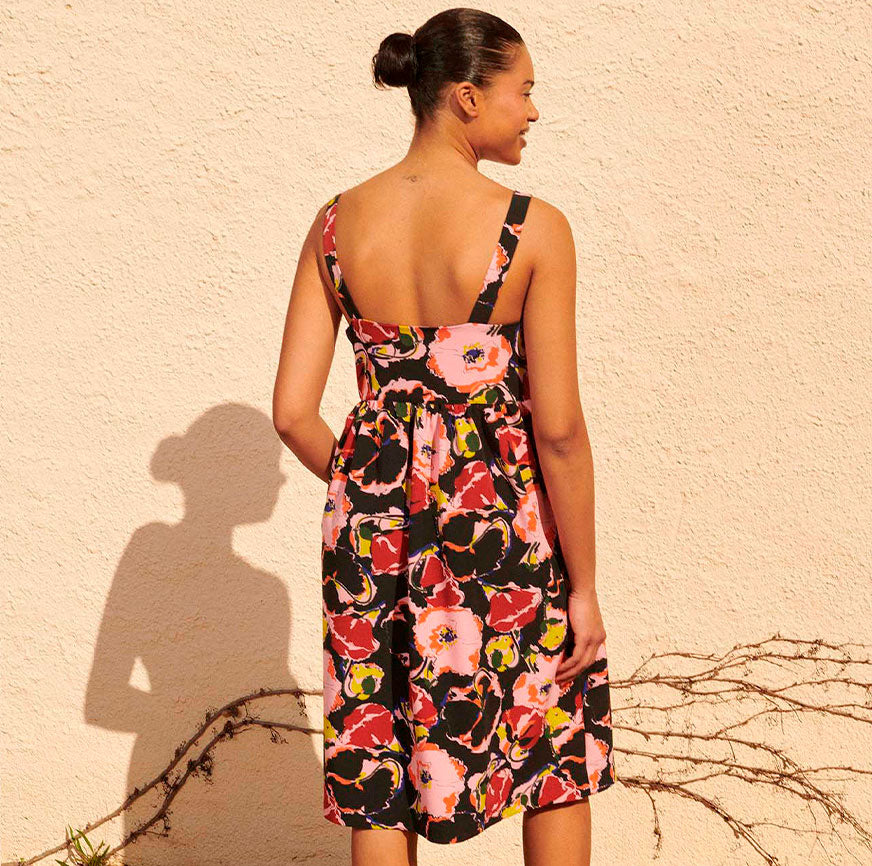 SEWING KIT MIDI STRAP DRESS ELSA FLOWERS