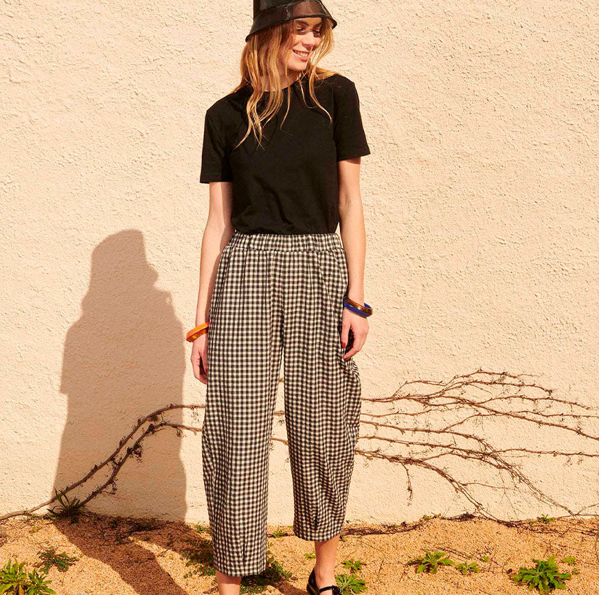 KIT DE COUTURE PANTALON ELVIRA VICHY NOIR ET BLANC