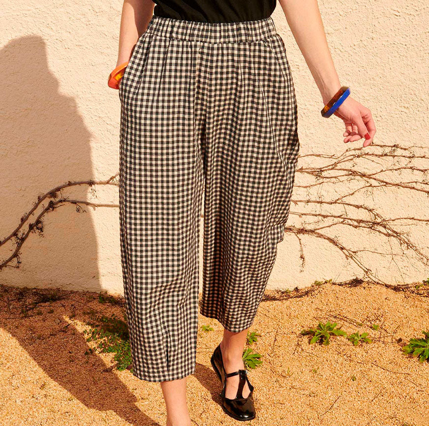 KIT DE COUTURE PANTALON ELVIRA VICHY NOIR ET BLANC