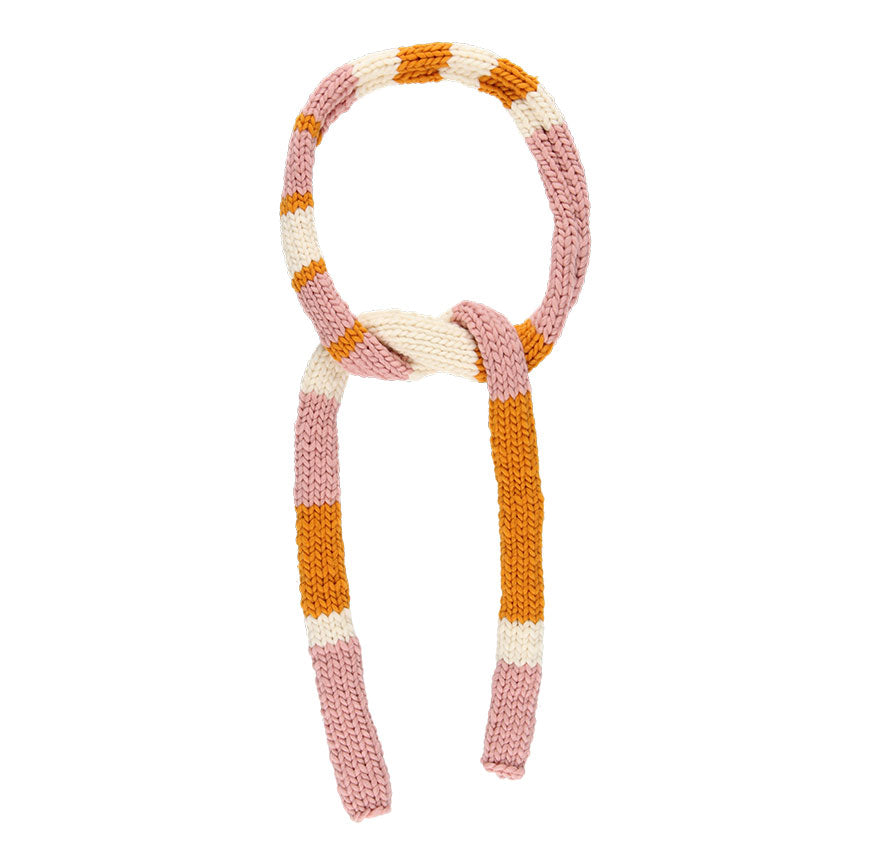 KIT PARA TEJER BUFANDA COLOUR BLOCK ILMA CRUDO MOSTAZA Y ROSA