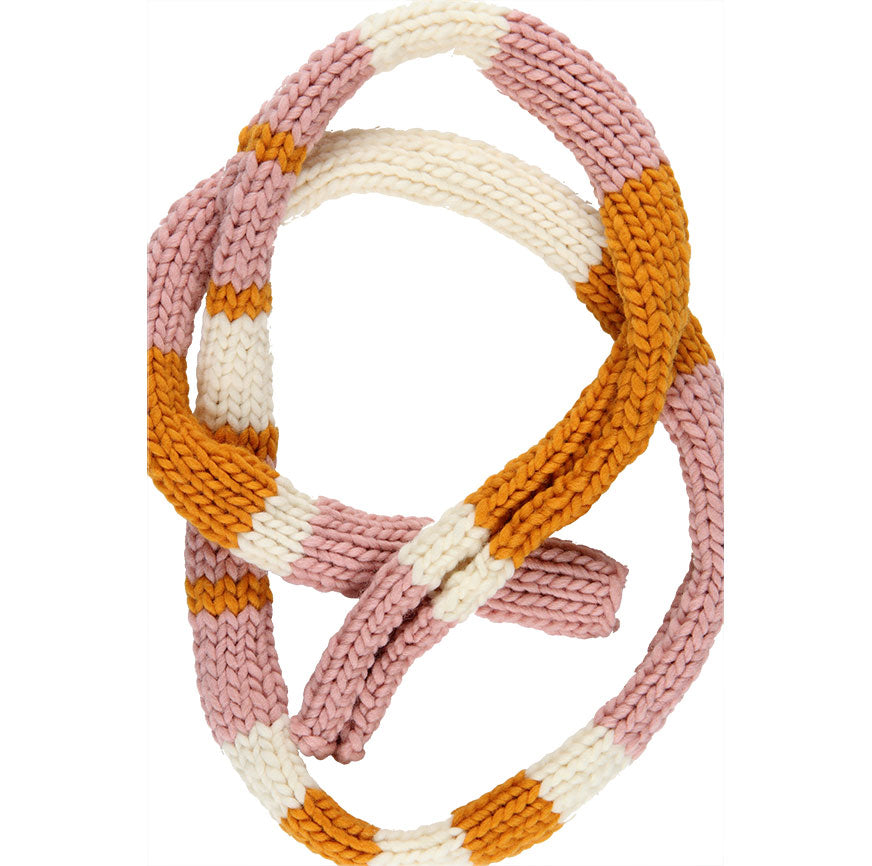 KIT PARA TEJER BUFANDA COLOUR BLOCK ILMA CRUDO MOSTAZA Y ROSA