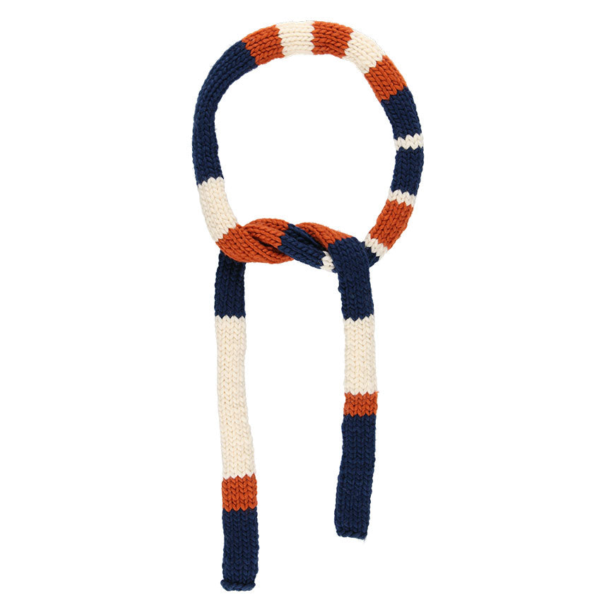 KIT POUR TRICOTER L’ÉCHARPE COLOUR BLOCK ILMA ÉCRU ROUILLE BLEU MARINE