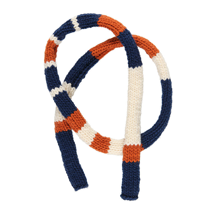 KIT POUR TRICOTER L’ÉCHARPE COLOUR BLOCK ILMA ÉCRU ROUILLE BLEU MARINE