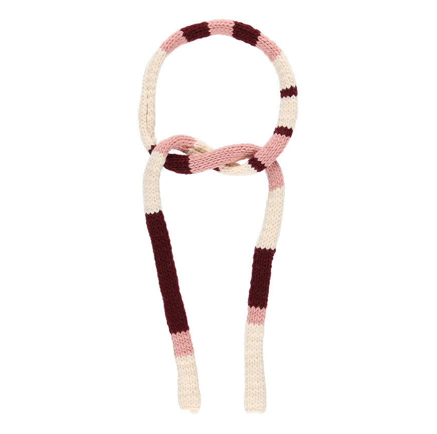 KNITTING KIT TO MAKE THE ILMA COLOUR BLOCK SCARF ECRU PINK BURGUNDY