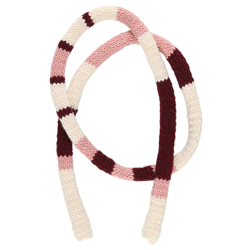 KNITTING KIT TO MAKE THE ILMA COLOUR BLOCK SCARF ECRU PINK BURGUNDY