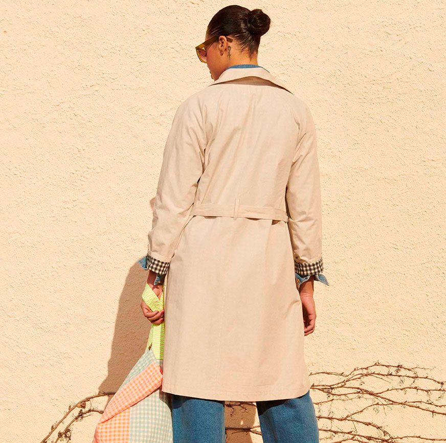 KIT DA CUCITO TRENCH JACKIE NERO VICHY BEIGE