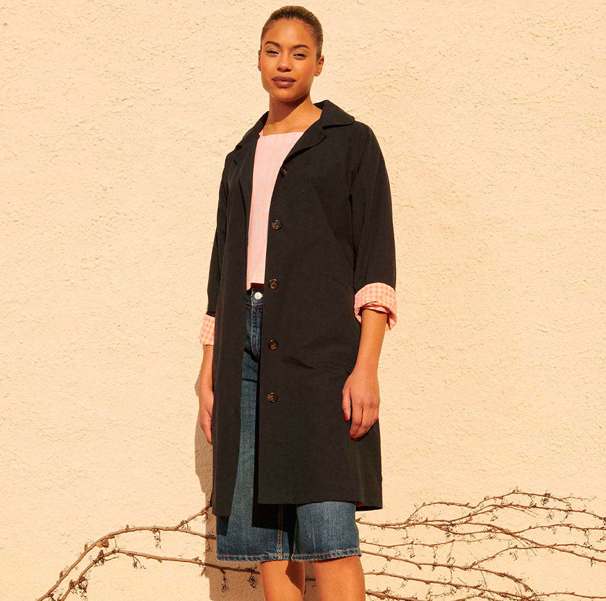 KIT COUTURE TRENCH JACKIE BLEU MARINE ET ORANGE FLUO