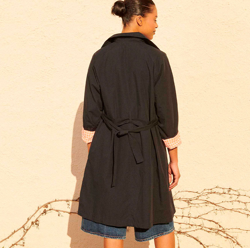 KIT COUTURE TRENCH JACKIE BLEU MARINE ET ORANGE FLUO