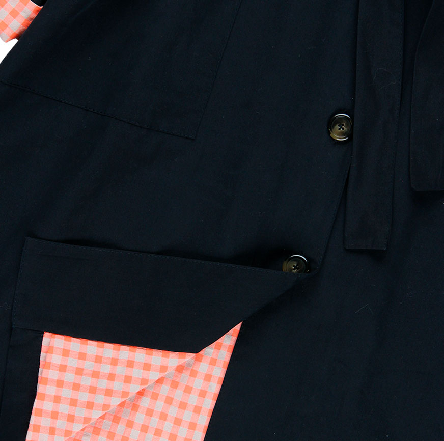 KIT COUTURE TRENCH JACKIE BLEU MARINE ET ORANGE FLUO