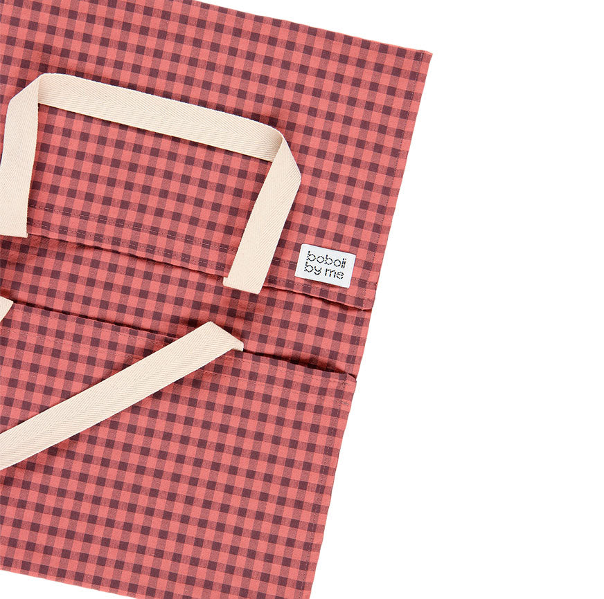 JAMIE PINK AND GRAY CHECKED CAKE CARRYING SEWING KIT