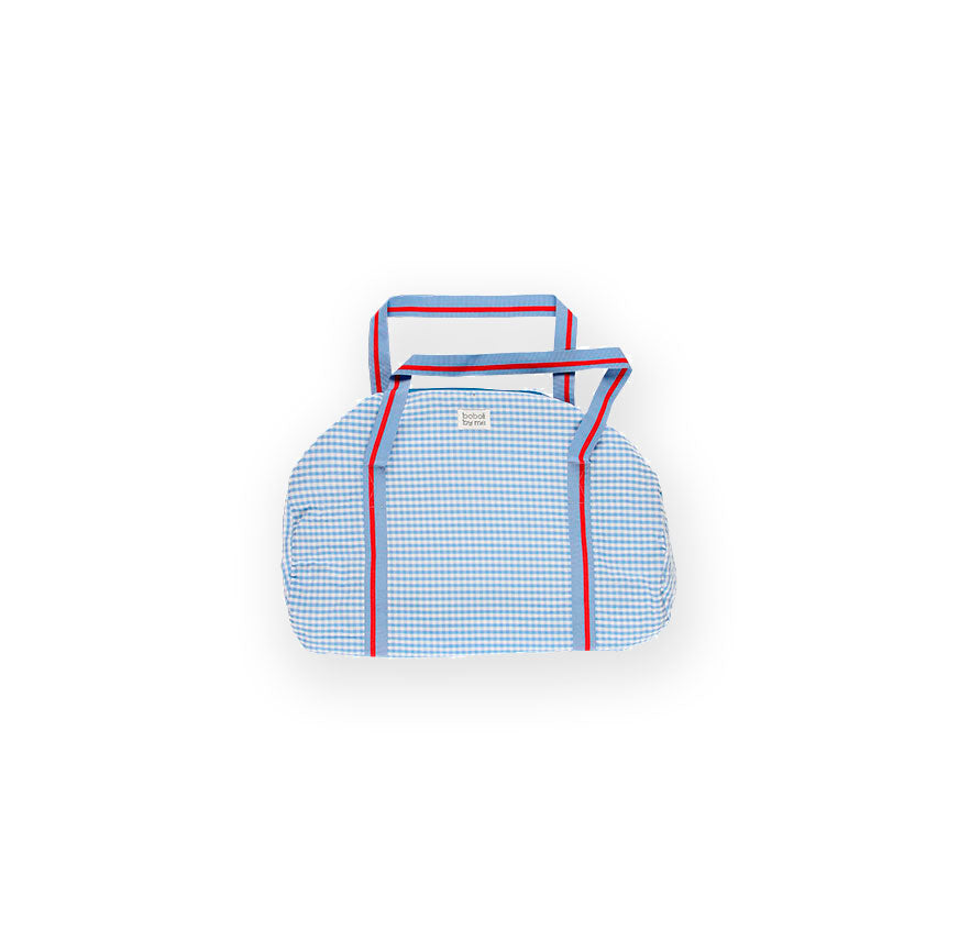 JONES SKY BLUE CHECK TRAVEL BAG SEWING KIT