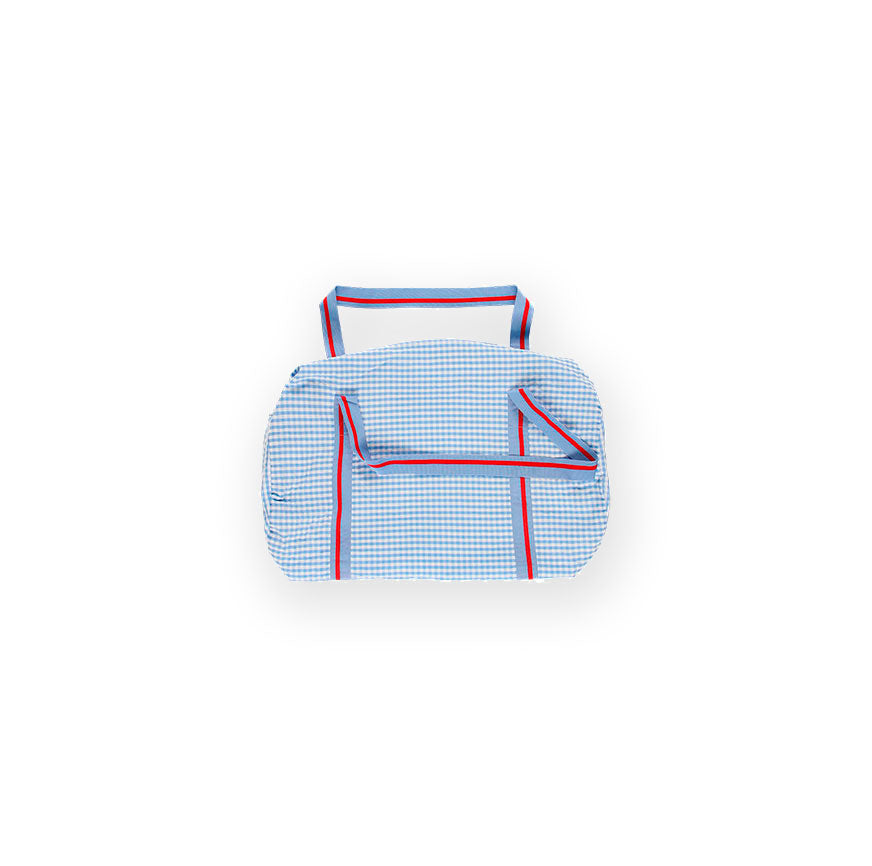 JONES SKY BLUE CHECK TRAVEL BAG SEWING KIT