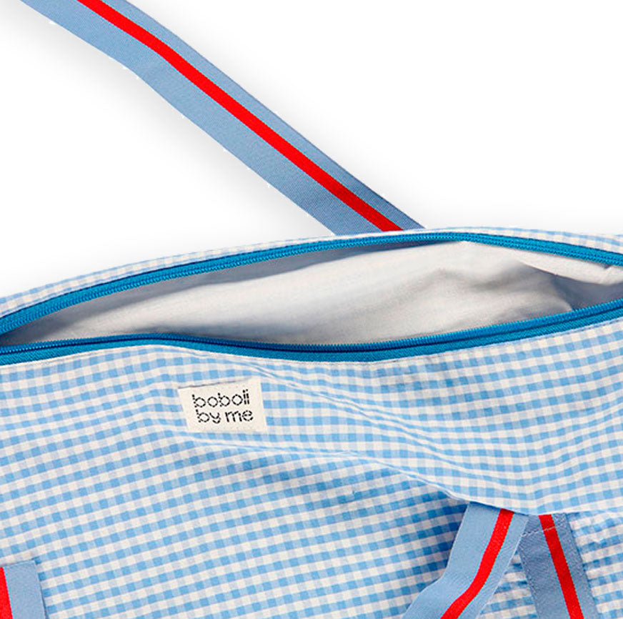 JONES SKY BLUE CHECK TRAVEL BAG SEWING KIT