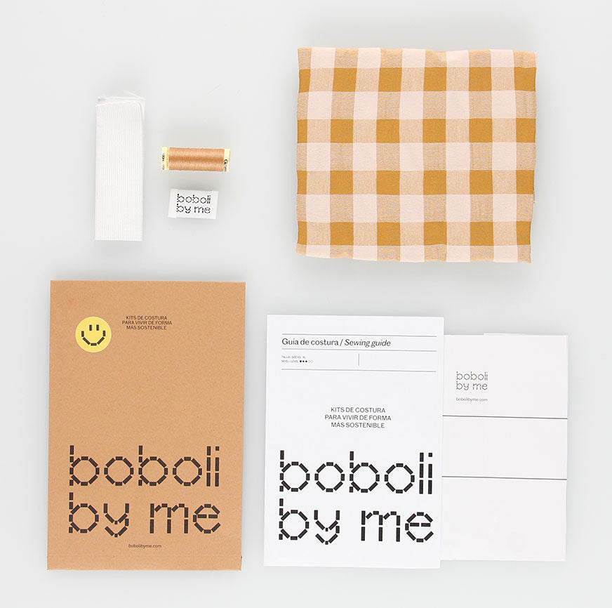 KIT COSTURA BERMUDA KAHLO CUADROS CARAMELO