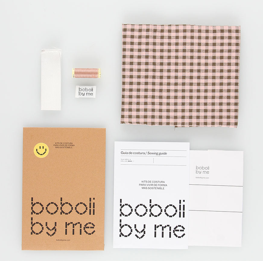 KIT COSTURA BERMUDA KAHLO VICHY ROSA PALO