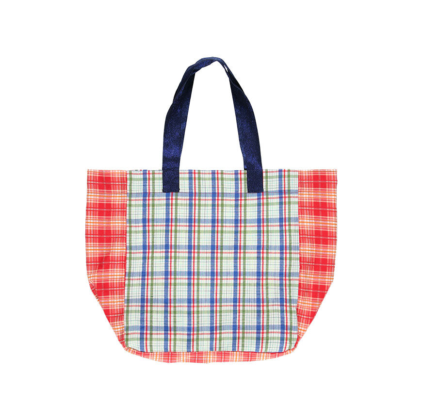 KIT COSTURA BOLSA LILY CUADROS ROJOS Y AZULES
