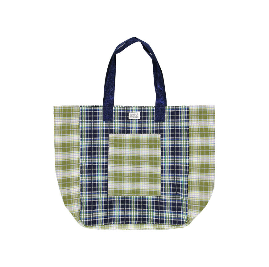 LILY CHECKED GREEN AND BLUE BAG SEWING KIT