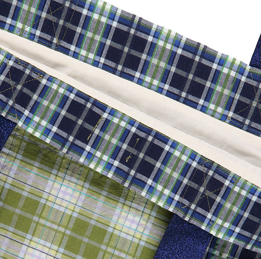LILY CHECKED GREEN AND BLUE BAG SEWING KIT