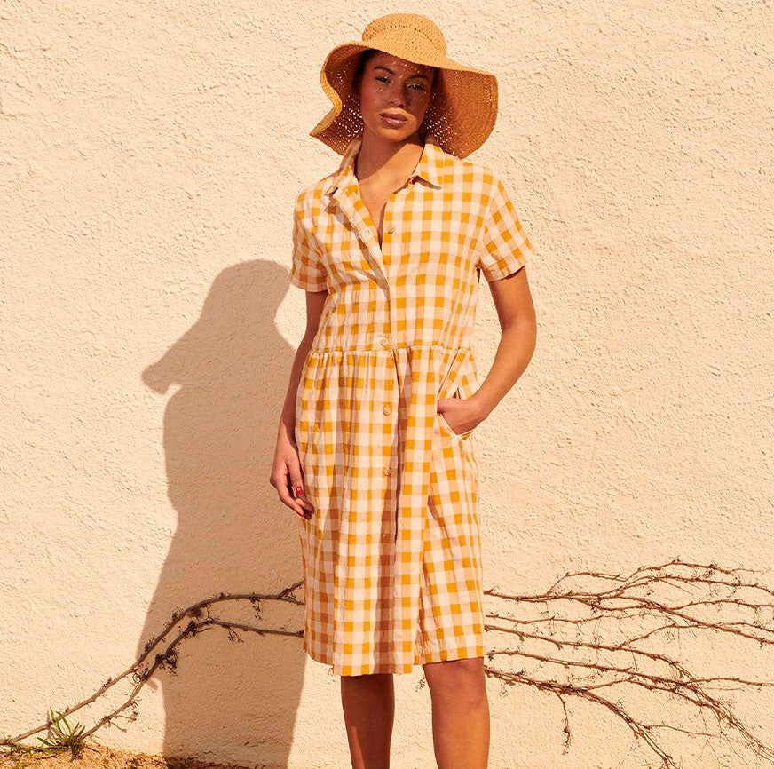 KIT DE COUTURE ROBE MARGA CARREAUX CARAMEL