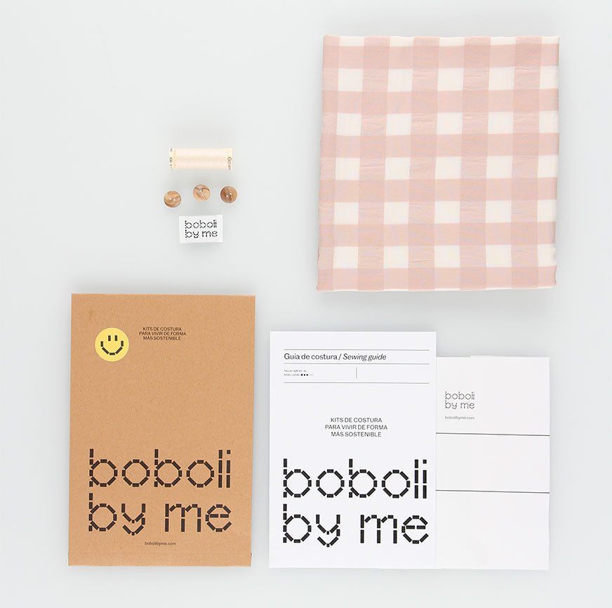 KIT DE COUTURE ROBE MARGA À CARREAUX ROSE