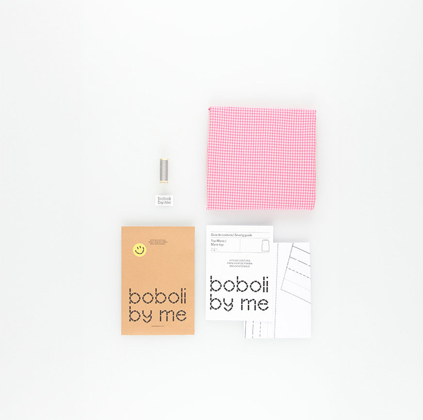 KIT COSTURA TOP MARIE MICRO VICHY ROSA FLÚOR