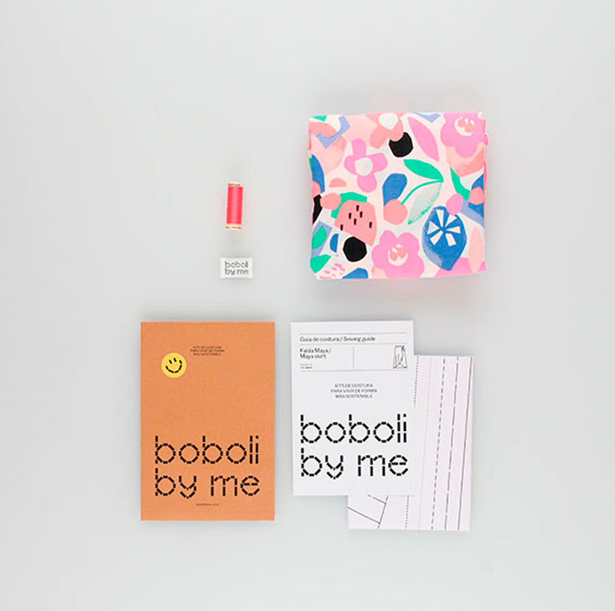 KIT COSTURA FALDA CRUZADA MAYA ESTAMPADO FLORES Y FRUTAS