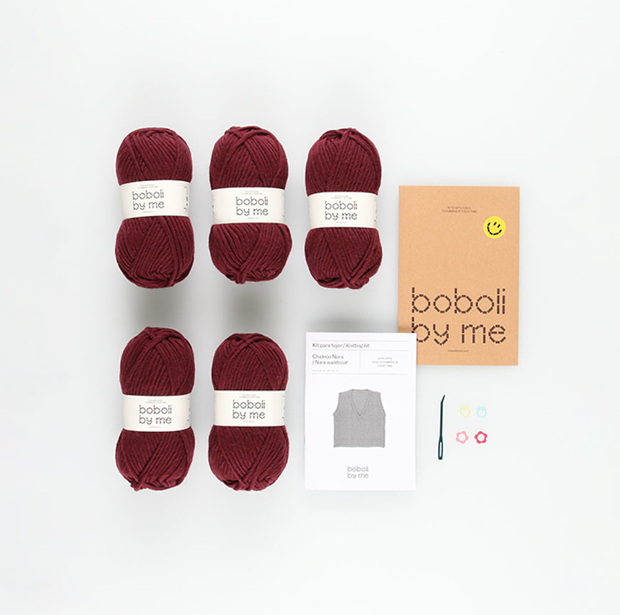 KIT PARA TEJER CHALECO NARA BURDEOS