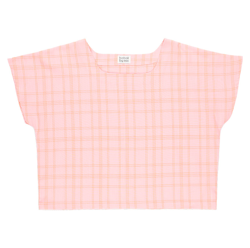 KIT DA CUCITO PER CAMICIA NINA ROSA A QUADRI FLUO