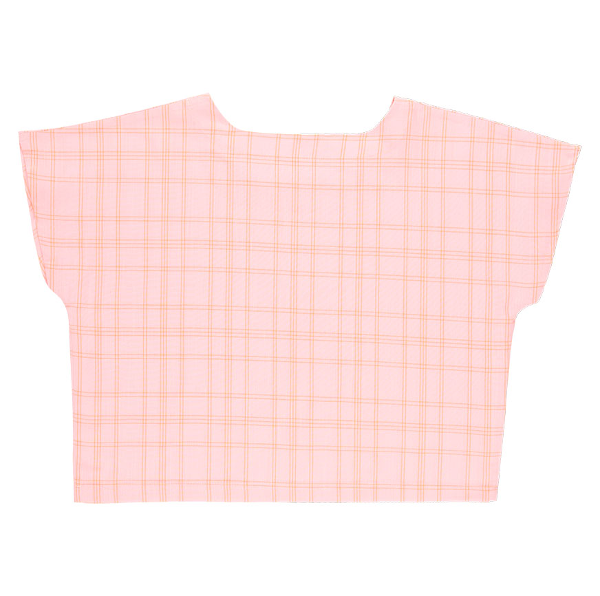 KIT DA CUCITO PER CAMICIA NINA ROSA A QUADRI FLUO