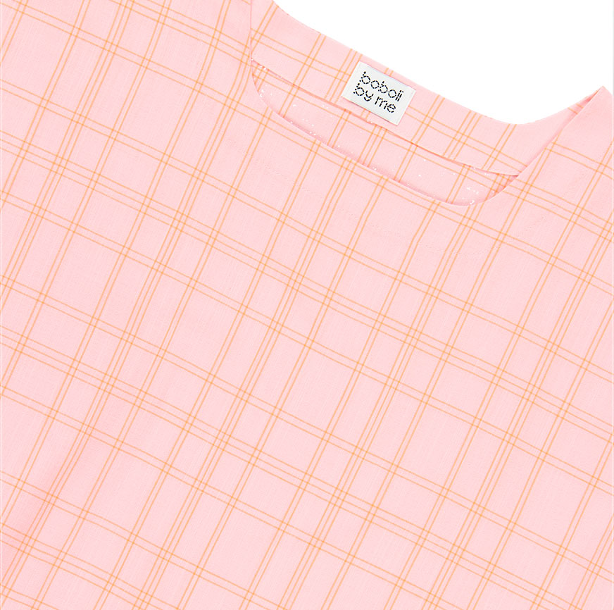 KIT DA CUCITO PER CAMICIA NINA ROSA A QUADRI FLUO