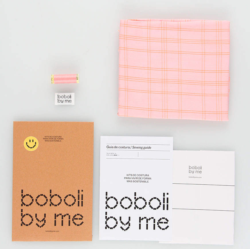 KIT DA CUCITO PER CAMICIA NINA ROSA A QUADRI FLUO