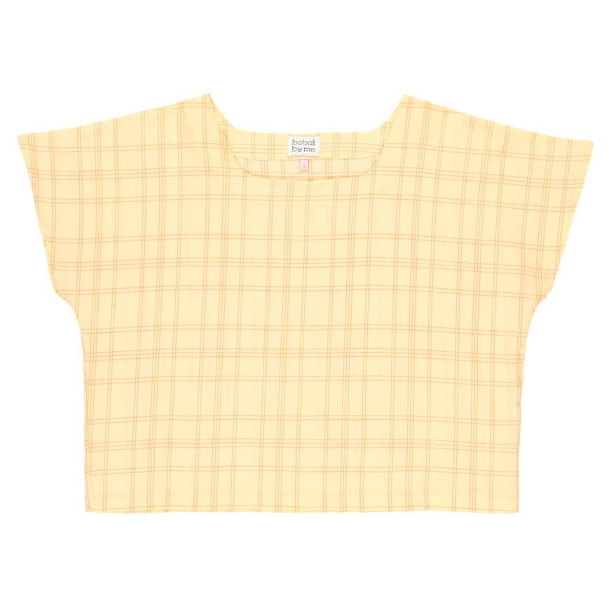 KIT COSTURA CAMISA NINA AMARILLA CUADROS FLÚOR