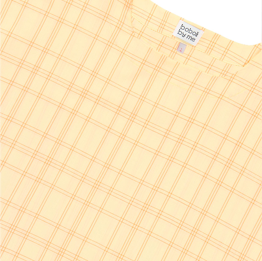 KIT COSTURA CAMISA NINA AMARILLA CUADROS FLÚOR